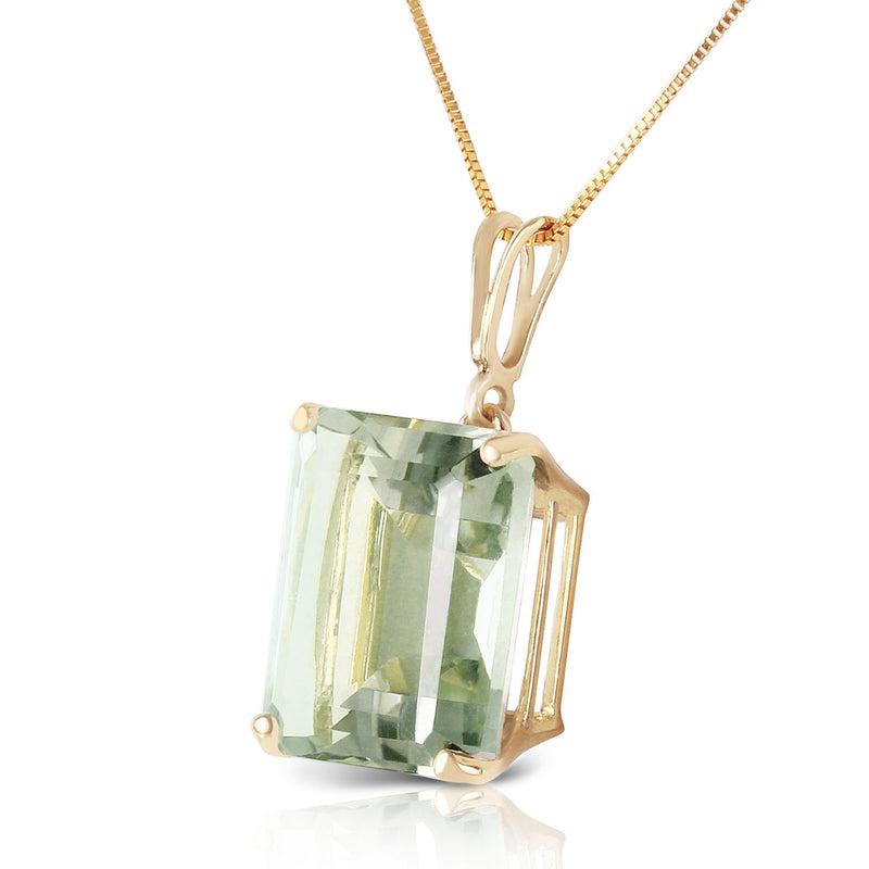 6.5 Carat 14K Solid Yellow Gold Necklace Octagon Green Amethyst