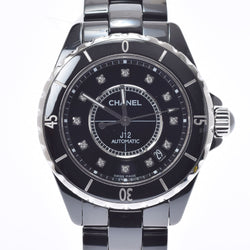 CHANEL J12 38mm 12P diamond H1626 mens black ceramic / SS watch self-winding dial