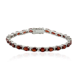 Red Garnet Tennis Bracelet Topaz Gemstone 925 Sterling Silver Jewelry