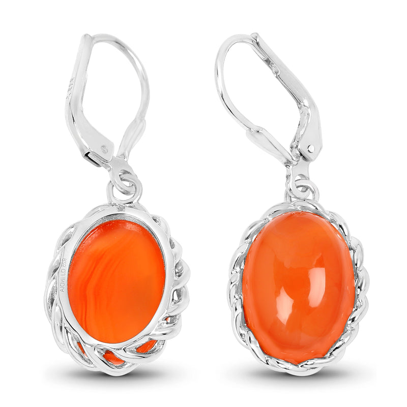 11.16 Carat Genuine Carnelian .925 Sterling Silver Earrings