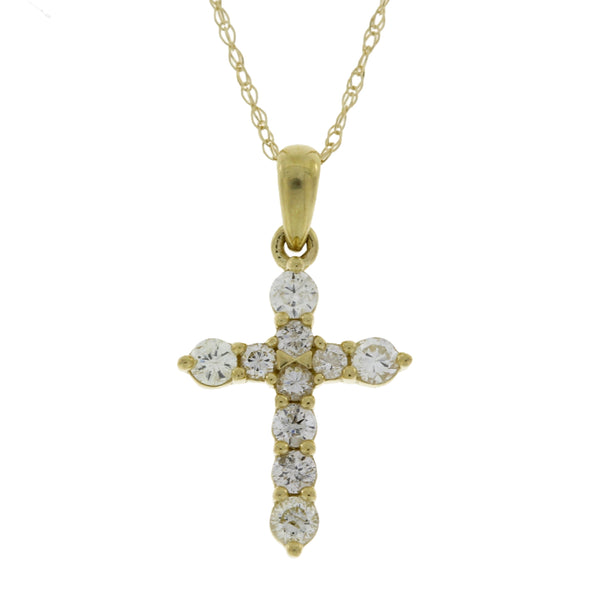 .33ct Diamond Cross Religious Pendant 14KT Yellow Gold