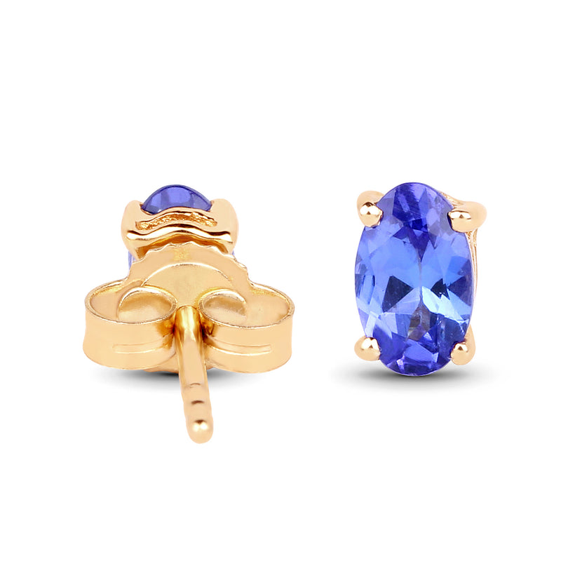 0.48 Carat Genuine Tanzanite 14K Yellow Gold Earrings