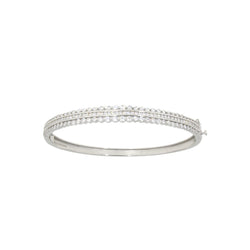 Genuine Cubic Zirconium Bangle Bracelet Sterling Silver