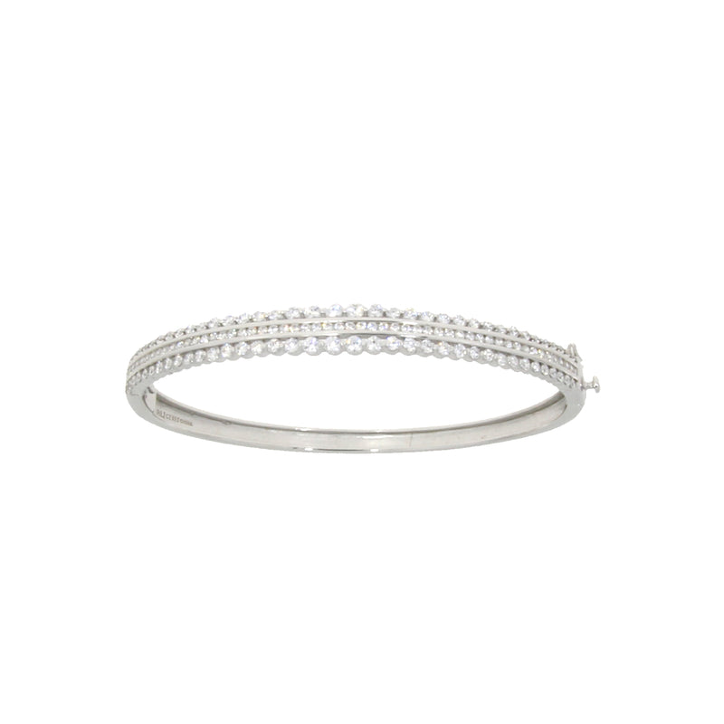 Genuine Cubic Zirconium Bangle Bracelet Sterling Silver