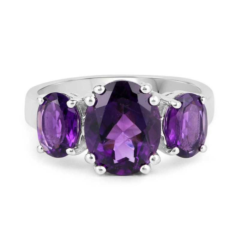 3.80 Carat Genuine Amethyst .925 Sterling Silver Ring