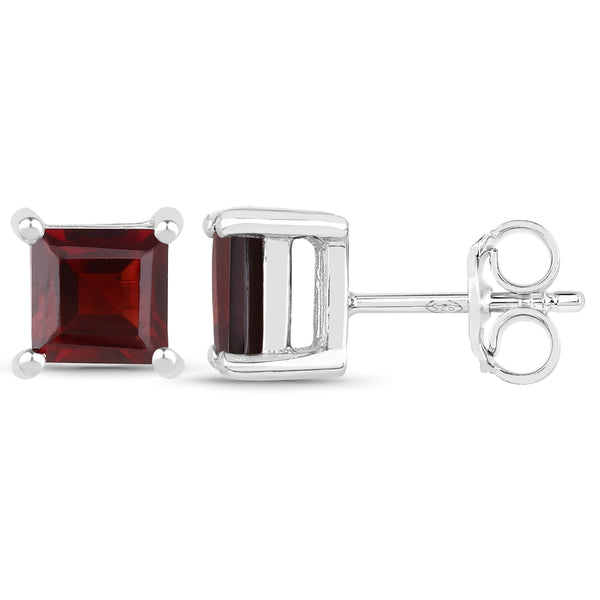 1.66 Carat Genuine Garnet .925 Sterling Silver Earrings