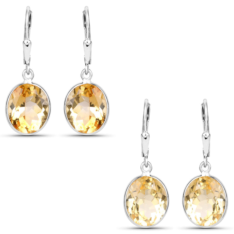 9.60 Carat Genuine Citrine .925 Sterling Silver Earrings