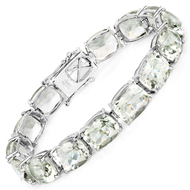 69.00 Carat Genuine Green Amethyst .925 Sterling Silver Bracelet