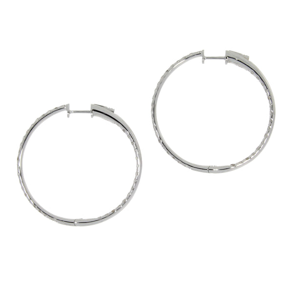 Genuine 1.25ct Diamond Hoop Earrings 14KT White Gold