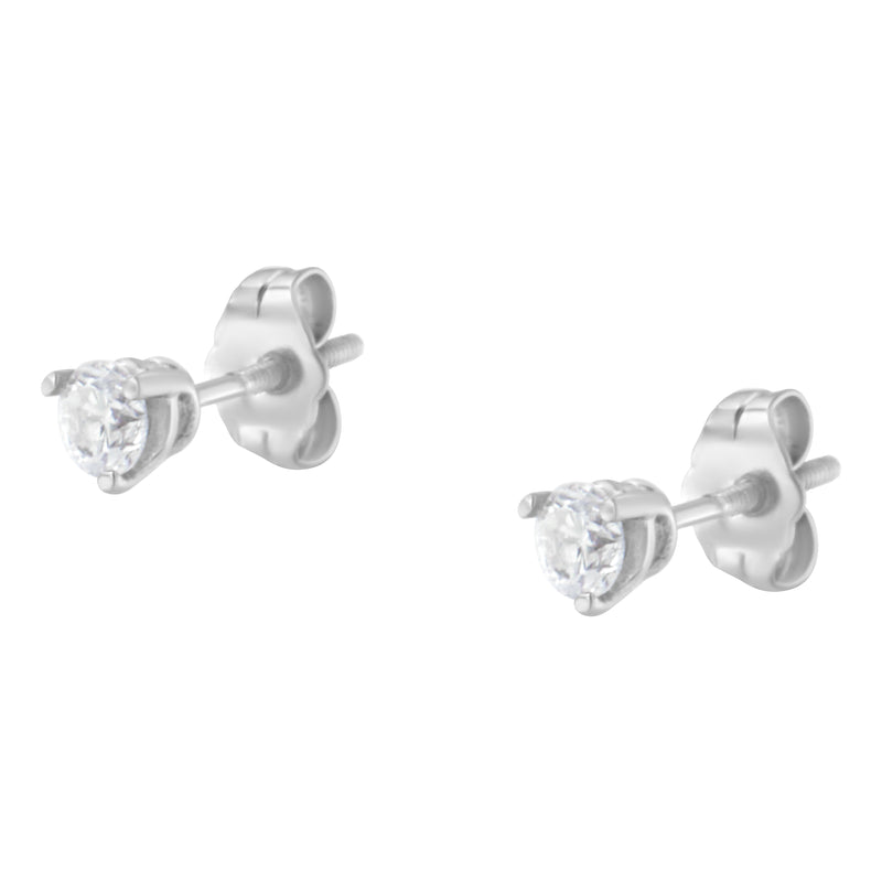 Platinum 1/2 cttw 3 Prong Martini Set Round-Brilliant Diamond Solitaire Stud Earrings (H-I Clarity, SI2-I1 Color)