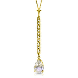 1.8 Carat 14K Solid Yellow Gold Necklace Diamond White Topaz