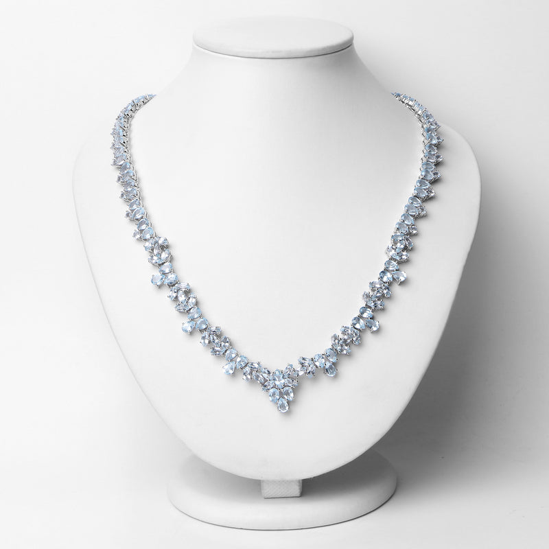 56.18 Carat Genuine Blue Topaz .925 Sterling Silver Necklace