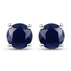 1.90 Carat Genuine Blue Sapphire .925 Sterling Silver Earrings