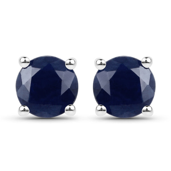 1.90 Carat Genuine Blue Sapphire .925 Sterling Silver Earrings