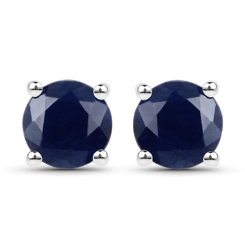 1.90 Carat Genuine Blue Sapphire .925 Sterling Silver Earrings