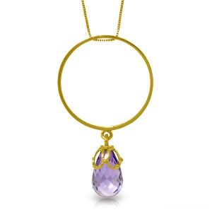 3 Carat 14K Solid Yellow Gold Stand Out Amethyst Necklace
