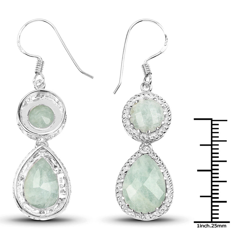 11.82 Carat Genuine Aquamarine .925 Sterling Silver Earrings