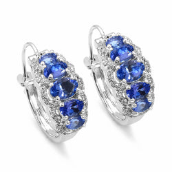 2.96 Carat Genuine Tanzanite & White Topaz .925 Sterling Silver Earrings