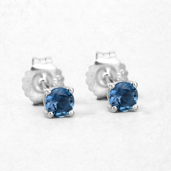 0.64 Carat Genuine London Blue Topaz .925 Sterling Silver Earrings