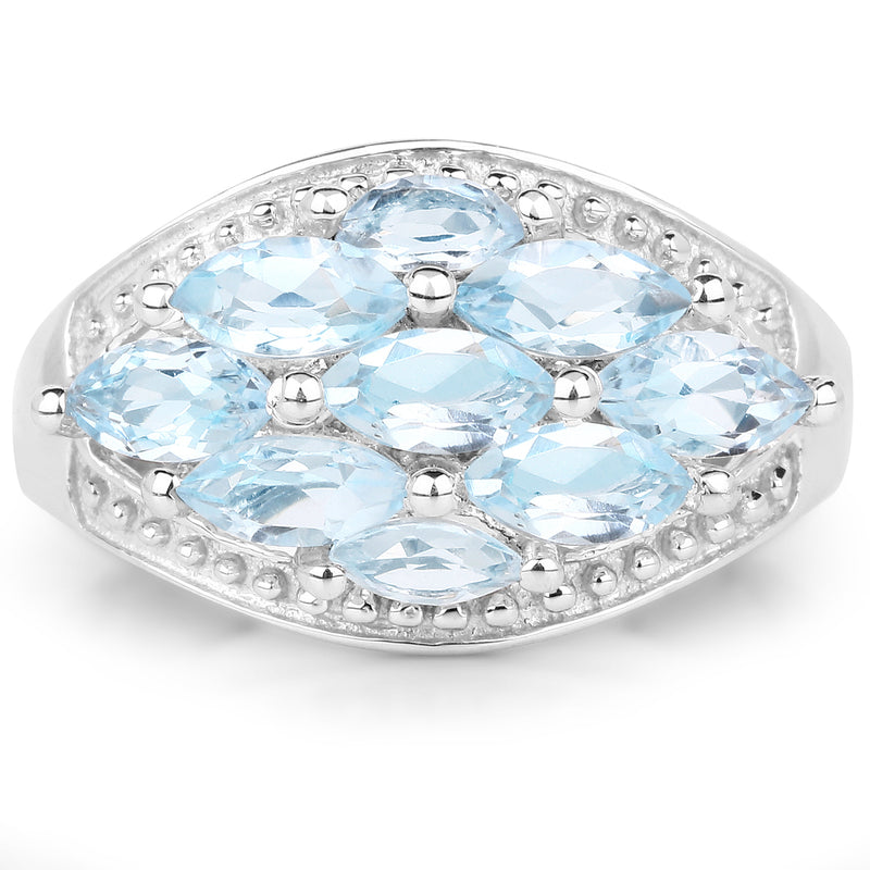 2.50 Carat Genuine  Blue Topaz .925 Sterling Silver Ring
