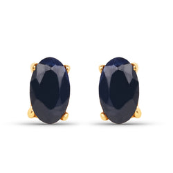 0.70 Carat Genuine Black Sapphire 14K Yellow Gold Earrings