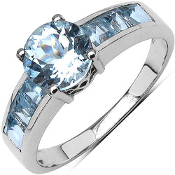 2.74 Carat Genuine Blue Topaz .925 Sterling Silver Ring