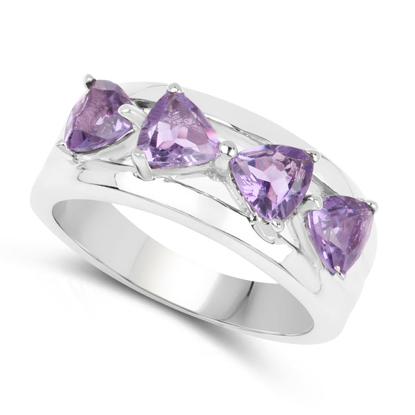 1.80 Carat Genuine Amethyst .925 Sterling Silver Ring