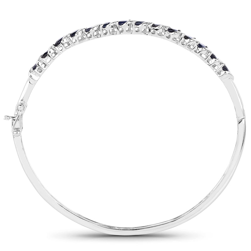 3.50 Carat Genuine Blue Sapphire .925 Sterling Silver Bangle