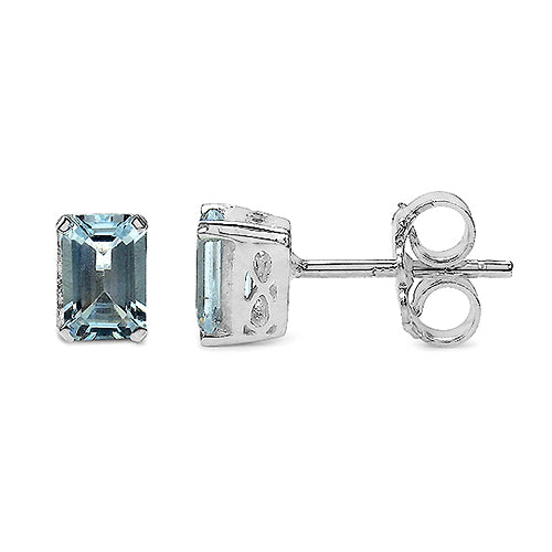 1.04 Carat Genuine Aquamarine .925 Sterling Silver Earrings