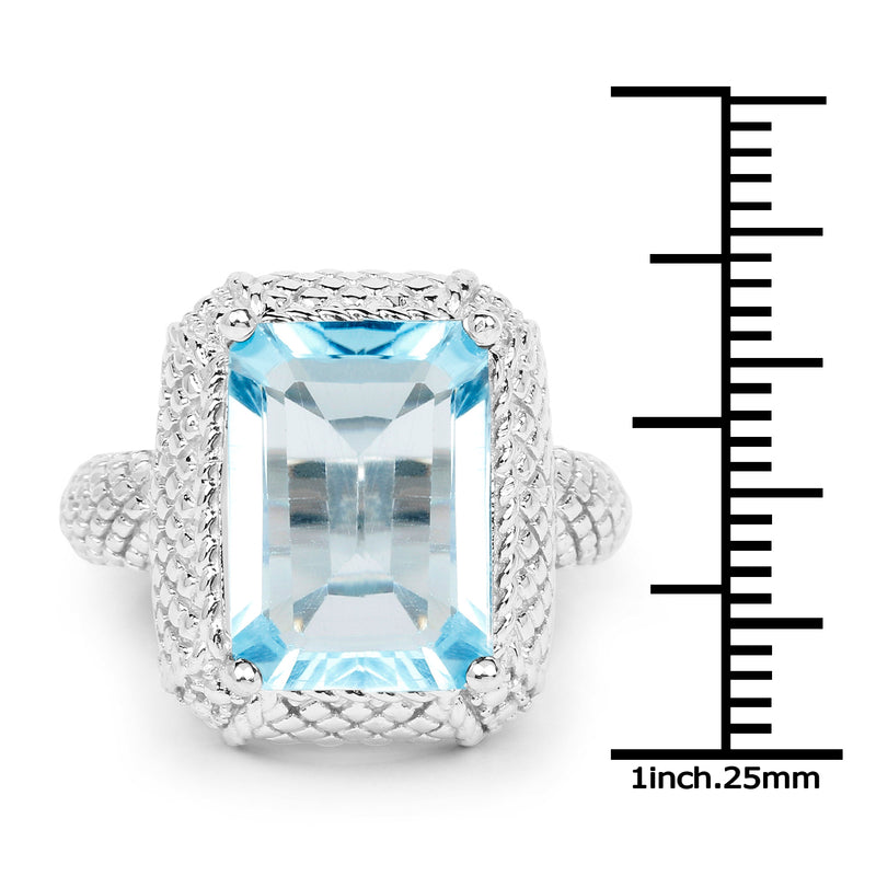 9.25 Carat Genuine Blue Topaz .925 Sterling Silver Ring