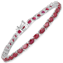 9.18 Carat Genuine Ruby 14K White Gold Bracelet