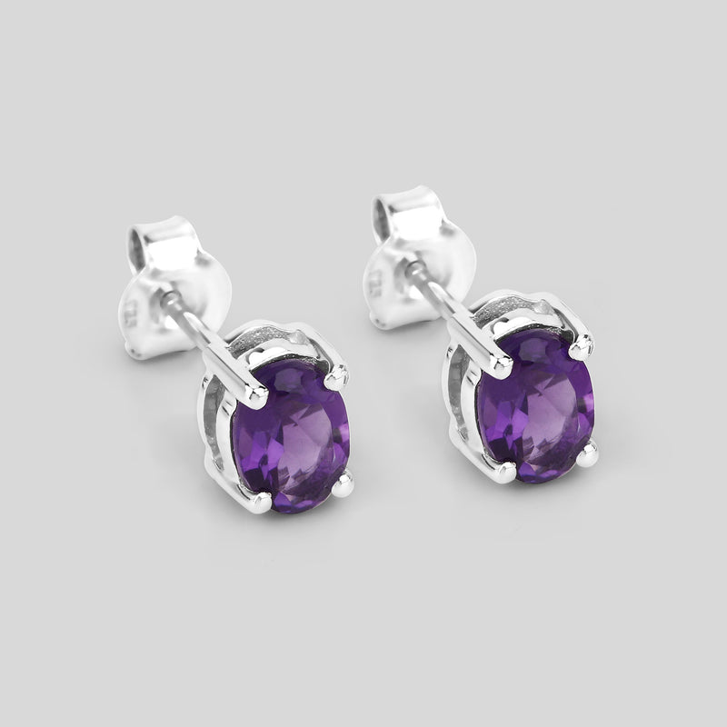 1.60 Carat Genuine Amethyst .925 Sterling Silver Earrings