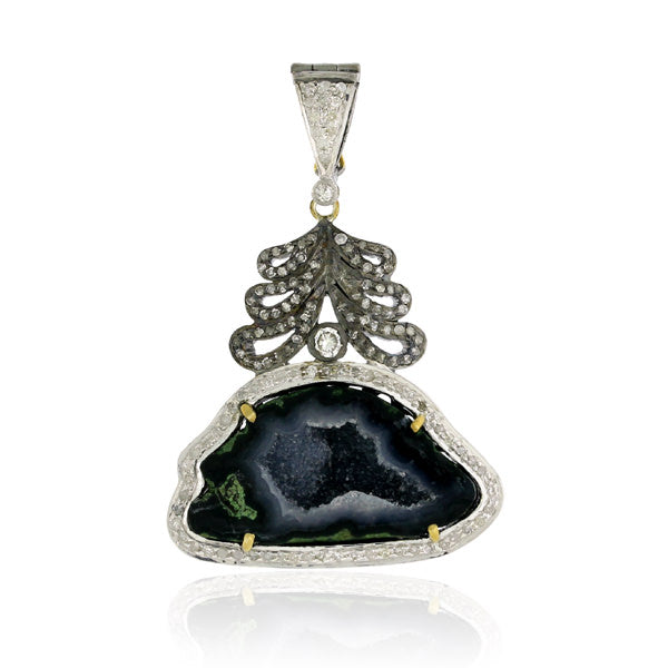 18kt Gold 15.6 ct Gemstone Pave Diamond Sterling Silver Designer Pendant Jewelry