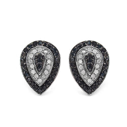 0.47 Carat Genuine Black Diamond & White Diamond .925 Sterling Silver Earrings