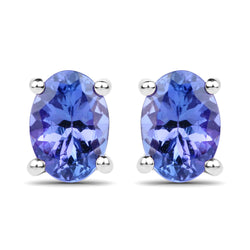 1.24 Carat Genuine Tanzanite 14K White Gold Earrings