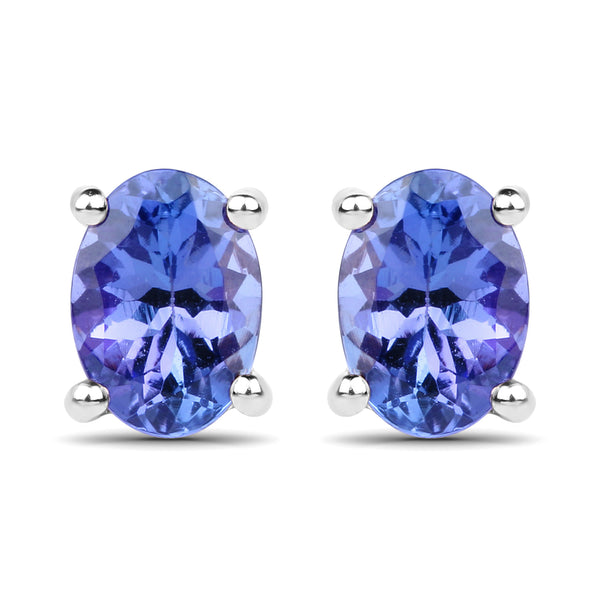 1.24 Carat Genuine Tanzanite 14K White Gold Earrings