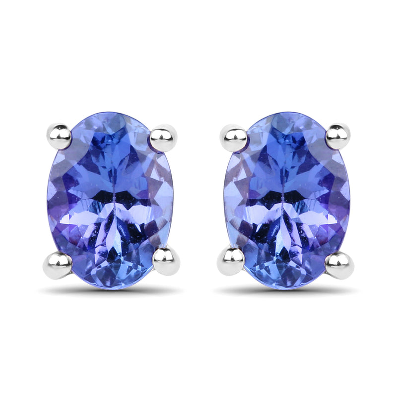 1.24 Carat Genuine Tanzanite 14K White Gold Earrings