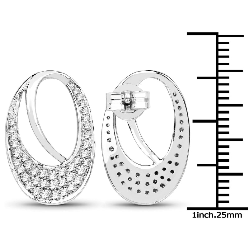 0.64 Carat Genuine White Diamond 14K White Gold Earrings (E-F-G Color, SI Clarity)