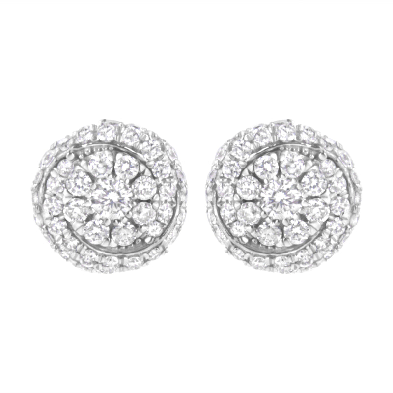 Sterling Silver 1 cttw Lab Grown Diamond Cluster Stud Earring (F-G Color, VS2-SI1 Clarity)