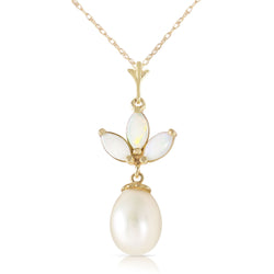 4.75 Carat 14K Solid Yellow Gold Necklace Pearl Opal