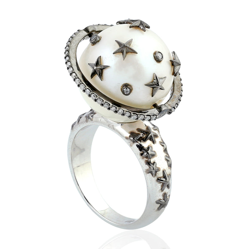 27.61ct Natural Pearl Dome Ring 925 Sterling Silver Jewelry