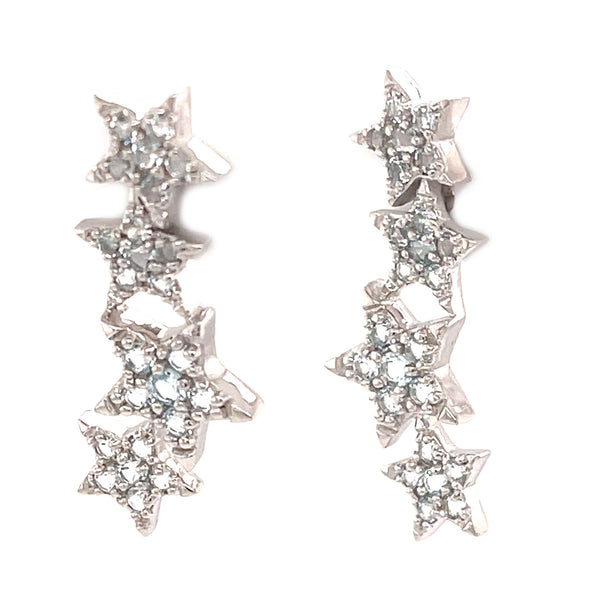 925 Sterling Silver Women Star Earring Sky Blue Topaz