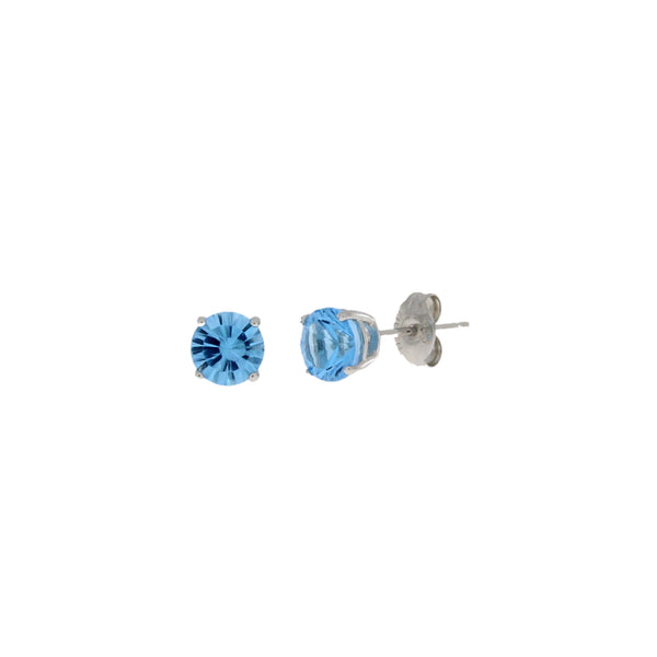 Genuine Blue Topaz Stud Earrings Sterling Silver