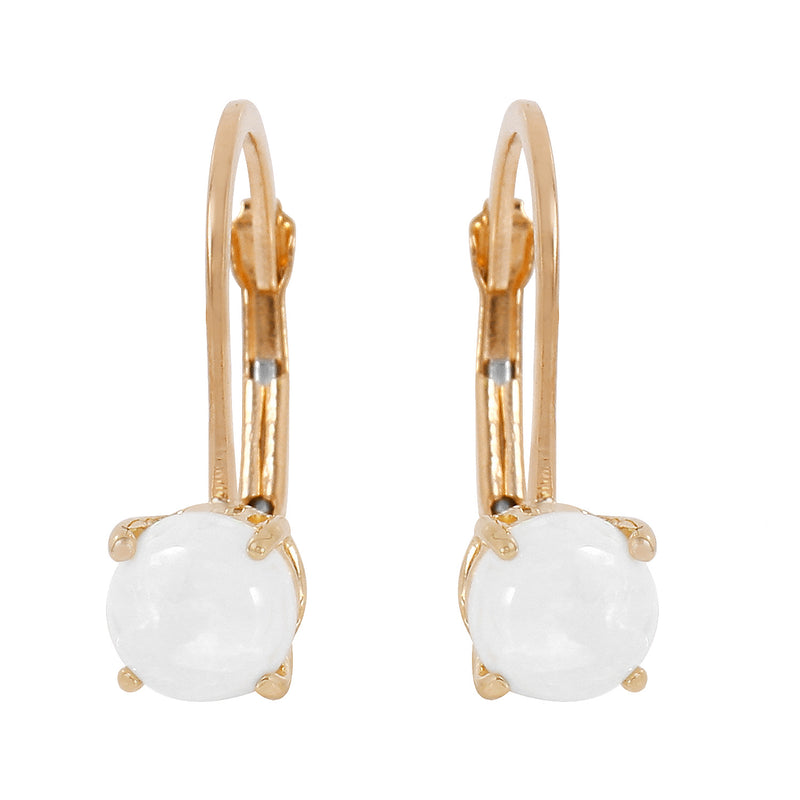 0.7 Carat 14K Solid Yellow Gold Optic White Opal Earrings