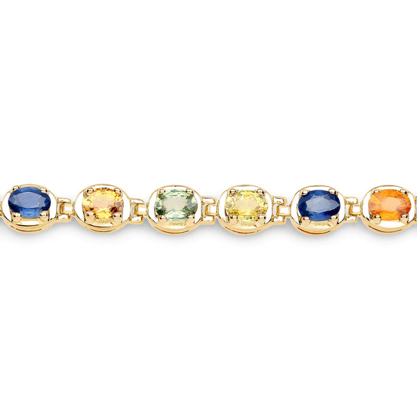 5.40 Carat Genuine Multi Sapphire .925 Sterling Silver Bracelet