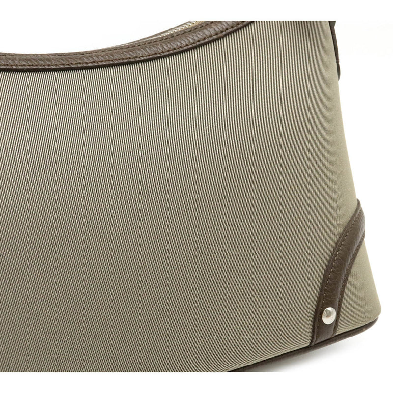 Burberry Shoulder Bag One Nova Check Nylon Canvas Leather Gray Khaki Beige