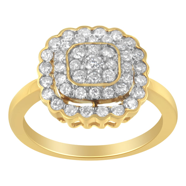 10K Yellow Gold Plated .925 Sterling Silver Diamond Cocktail Ring (3/4 Cttw, J-K Color, I2-I3 Clarity) - Size 7