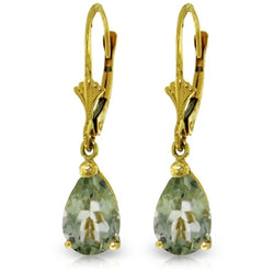 2.5 Carat 14K Solid Yellow Gold Extravaganza Green Amethyst Earrings