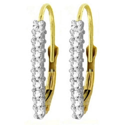14K Solid Gold Leverback Earrings with Natural White Topaz - Dazzling Diamond Alternatives