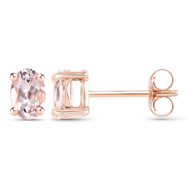 14K Rose Gold Plated 0.80 Carat Genuine Morganite .925 Sterling Silver Earrings